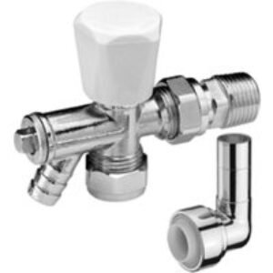 Pegler 15mm Mercia Drainoff Lockshield C/W 15 x 10 Elbow