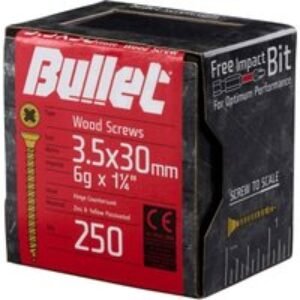 Bullet 3.5 x 30mm Gold Wood Screw Qty 250