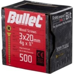 Bullet 3 x 20mm Wood Screw ZYP Qty 500