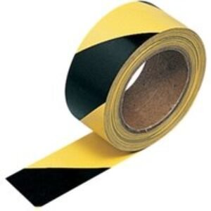 Greenhams Contractor Hazard Warning Tape Self Adhesive Black Yellow 33m x 50m