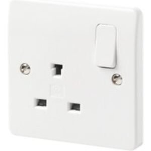 MK K1257WHI 1 Gang 13A Dp Switched Socket Non Standard Outboard Rockers