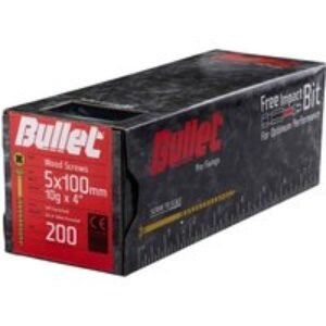 Bullet 5.0 x 100mm Gold Wood Screw Qty 200