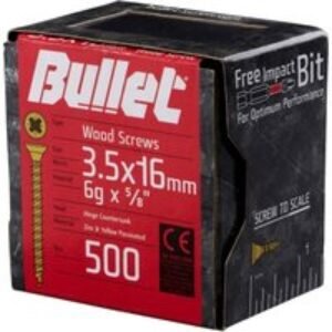 Bullet 3.5 x 16mm Gold Wood Screw Qty 500