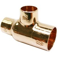 End Feed Copper Tee Reduced End & Branch 22mmX 15mmX 15mm