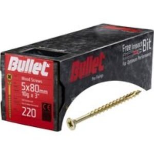 Bullet 5.0 x 80mm Gold Wood Screw Qty 220