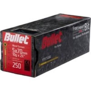 Bullet 5.0 x 70mm Gold Wood Screw Qty 250