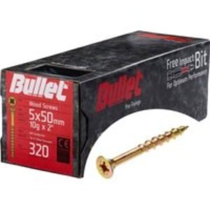 Bullet 5.0 x 50mm Gold Wood Screw Qty 320