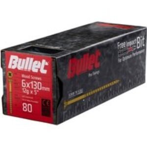 Bullet 6.0 x 130mm Gold Wood Screw Qty 80