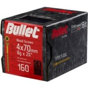 Bullet 4.0 x 70mm Gold Wood Screw Qty 160