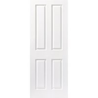 Travis Perkins White Primed 4 Panel Grained FD30 Fire Door 2040 x 726 x 44mm
