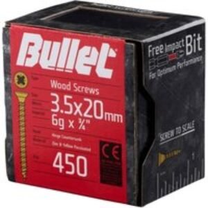 Bullet 3.5 x 20mm Gold Wood Screw Qty 450