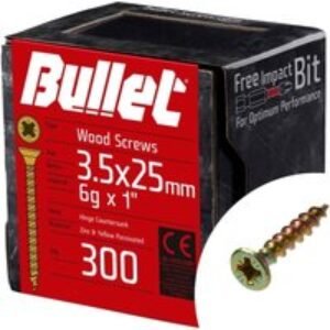 Bullet 3.5 x 25mm Wood Screw Zinc Yellow Passivated Qty 300