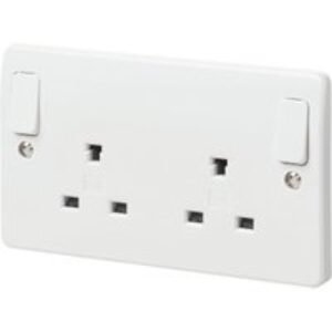 MK K1246WHI 2 Gang 13A Dp Switched Socket Non Standard Outboard Rockers