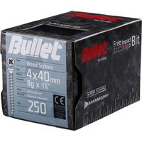 Bullet 4.0 X 40mm Wood Screw Bright Zinc Plated Qty 250