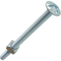 4TRADE Roofing Bolt and Nut 25mm x M6 Bzp Pack of 10
