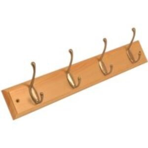 4Trade Hat and Coat Hook Rail Pine/ Satin Nickel Pack of 4