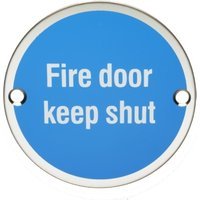 4FireDoors Fire Door Keep Shut Sign Polished Stainless Steel 76mm