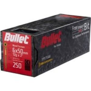 Bullet 6.0 x 50mm Gold Wood Screw Qty 250
