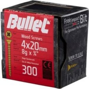 Bullet 4.0 x 20mm Gold Wood Screw Qty 300