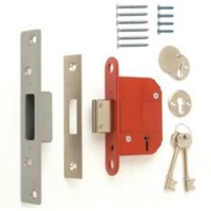Era Standard 2.5in Mortice Deadlock 5 Lever 64mm Chrome & Brass Striking Plates