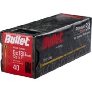 Bullet 6.0 x 180mm Gold Wood Screw Qty 40