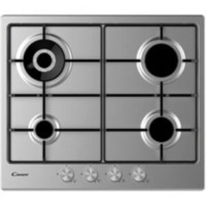 Candy 60cm 4 Burner Gas Hob with Enamel Pan Supports Stainless Steel CHW6BR4WPX