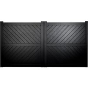 Cambridge Double Swing Flat Top Driveway Gate with Diagonal Solid Infill 3500 x 2000mm Black