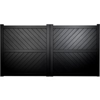 Cambridge Double Swing Flat Top Driveway Gate with Diagonal Solid Infill 3750 x 1600mm Black