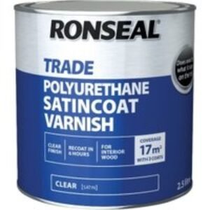 Ronseal Trade Polyurethane Satincoatclear Satin Varnish 2.5L