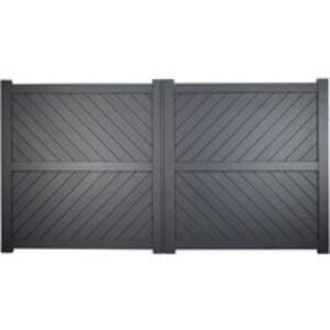 Cambridge Double Swing Flat Top Driveway Gate with Diagonal Solid Infill 3250 x 1600mm Grey