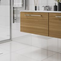 Sutton White Glazed Porcelain Wall and Floor Tile 600 x 600mm Pack of 3