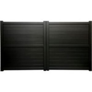 Dartmoor Double Swing Flat Top Driveway Gate with Horizontal Solid Infill 3500 x 1800mm Black