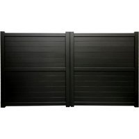 Dartmoor Double Swing Flat Top Driveway Gate with Horizontal Solid Infill 3500 x 1800mm Black