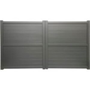 Dartmoor Double Swing Flat Top Driveway Gate with Horizontal Solid Infill 4000 x 2200mm Grey