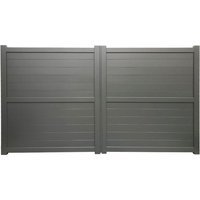 Dartmoor Double Swing Flat Top Driveway Gate with Horizontal Solid Infill 3750 x 1800mm Grey