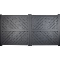 Cambridge Double Swing Flat Top Driveway Gate with Diagonal Solid Infill 3750 x 2200mm Grey