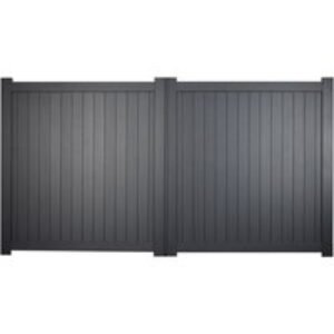 Canterbury Double Swing Flat Top Driveway Gate with Vertical Solid Infill 3500 x 2200mm Grey