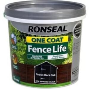 Ronseal One Coat Fence Paint Tudor Black Oak 5L