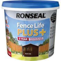 Ronseal Fence Life Plus 5L Matt Shed & Fence Treatment Dark Oak