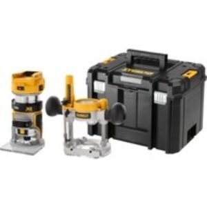 Dewalt 18v Xr Brushless 1/4in (8mm) Router Fixed & Plunge Bases - Bare Unit