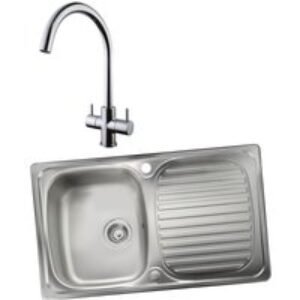 Linear 994726 Single Bowl Inset Sink and Chantilly Monobloc Sink Mixer Chrome Pack