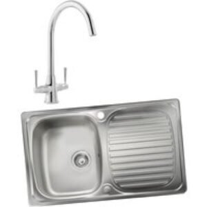 Linear 994825 Single Bowl Inset Sink and Talence Monobloc Sink Mixer Chrome Pack