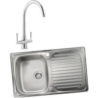 Linear 994825 Single Bowl Inset Sink and Talence Monobloc Sink Mixer Chrome Pack
