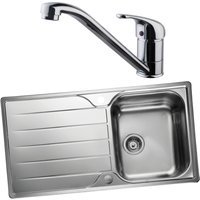 Albion 994813 Single Bowl Inset Sink and Corte Monobloc Sink Mixer Chrome Pack
