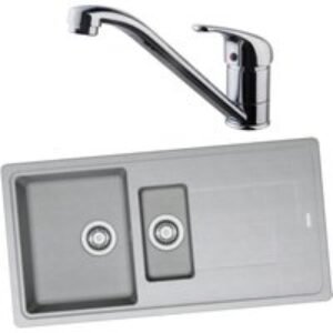Franke 994719 1.5 Bowl Inset Sink Urban Grey and Corte Monobloc Sink Mixer Chrome Pack
