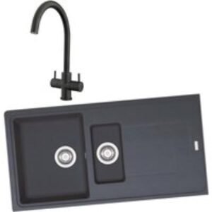Franke 994738 1.5 Bowl Inset Sink Black and Chantilly Monobloc Sink Mixer Matt Black Pack
