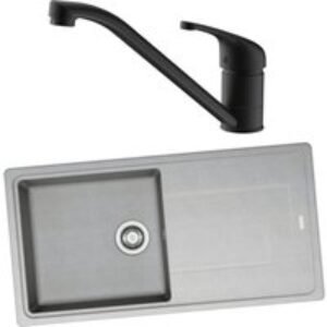Franke 994749 Single Bowl Inset Sink Grey and Corte Monobloc Sink Mixer Matt Black Pack