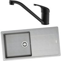 Franke 994749 Single Bowl Inset Sink Grey and Corte Monobloc Sink Mixer Matt Black Pack
