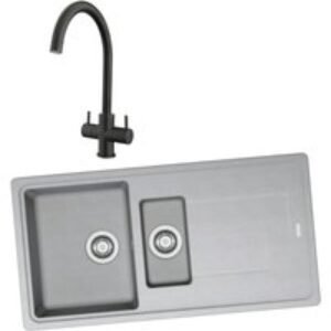 Franke 994845 1.5 Bowl Inset Sink Urban Grey and Chantilly Monobloc Sink Mixer Matt Black Pack