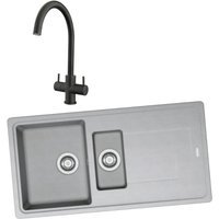 Franke 994845 1.5 Bowl Inset Sink Urban Grey and Chantilly Monobloc Sink Mixer Matt Black Pack